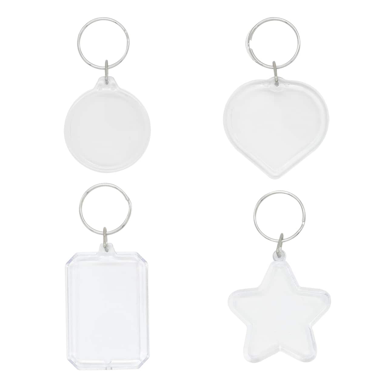 12 Packs: 16 ct. (192 total) Mixed Shapes Clear Plastic Keychains by Creatology™